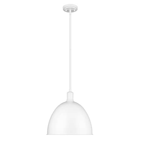 Z-Lite Sawyer 1 Light Pendant, Satin White & Satin White 4500P12-SW